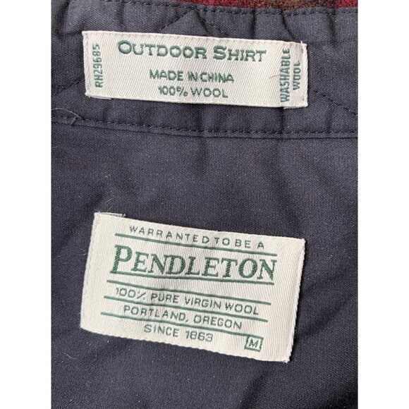 Pendelton washable Wool Red Plaid Outdoor Shirt Mens Size M 10001 - Picture 5 of 6